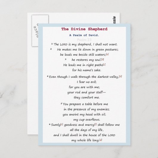 Psalm 23 postkarte (Vorne/Hinten)