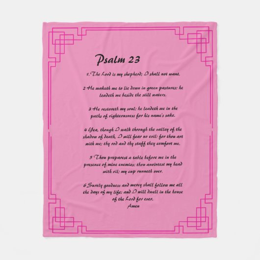 Psalm 23 rosa Grenze Fleecedecke (Vorderseite)