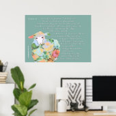Psalm 23, Schafe auf grünem Hintergrund Poster (Heimbüro)
