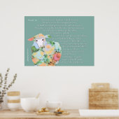 Psalm 23, Schafe auf grünem Hintergrund Poster (Küche)