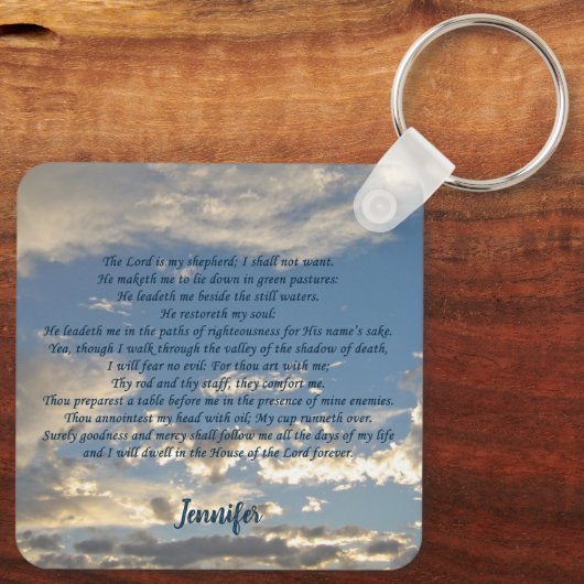 Psalm 23 Schöne Christliche Bibel Verse Custom Schlüsselanhänger (Rückseite)