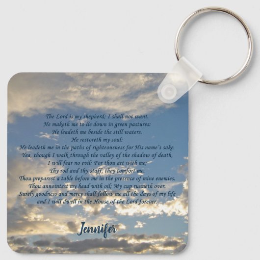 Psalm 23 Schöne Christliche Bibel Verse Custom Schlüsselanhänger (Rückseite)