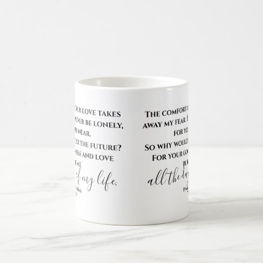 Psalm 23 Schwarz-Weiß-Bibelverse-Schrift Kaffeetasse (Mittel)