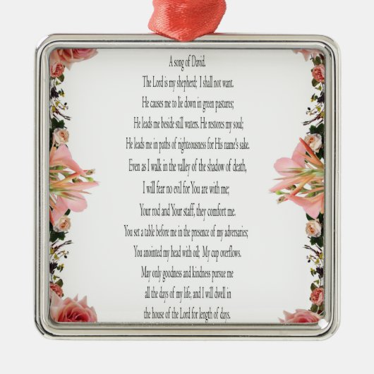 Psalm 23 Song David, Rosa Rose, Squre Ornament Aus Metall (Vorne)