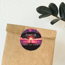 Psalm 23 Sonnenuntergang Runder Aufkleber