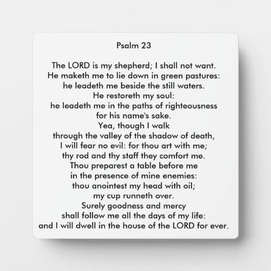 Psalm 23 Square Tabletop Foto Plaque Fotoplatte (Vorderseite)