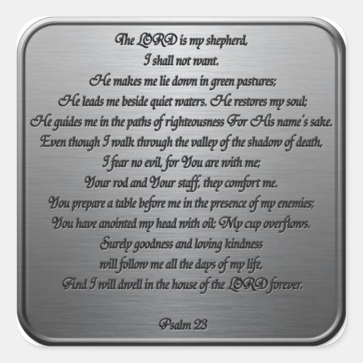 Psalm 23 - Stahl Quadratischer Aufkleber (Vorderseite)