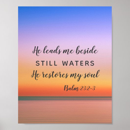 Psalm 23 Still Waters Pink Beach Poster (Vorne)