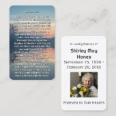 Psalm 23 Sunset Lake Memorial Prayer Card Visitenkarte (Vorne/Hinten)