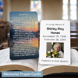 Psalm 23 Sunset Lake Memorial Prayer Card Visitenkarte