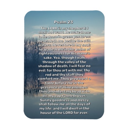 Psalm 23 Sunset Lake Religious Magnet (Vertikal)