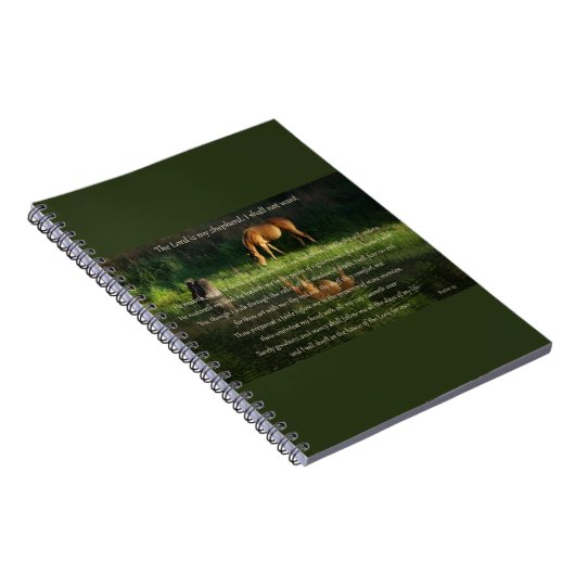 Psalm 23 Text mit Pferd neben stillem Wasser Notizblock (Rechte Seite)