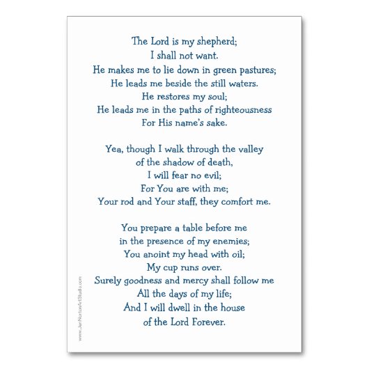 Psalm 23 tischnummer (Rückseite)