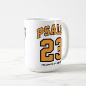 Psalm 23 Varsity Sports Gold Black Christlich Kaffeetasse (VorderseiteRechts)