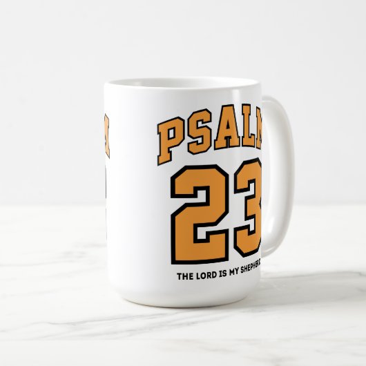 Psalm 23 Varsity Sports Gold Black Christlich Kaffeetasse (VorderseiteRechts)