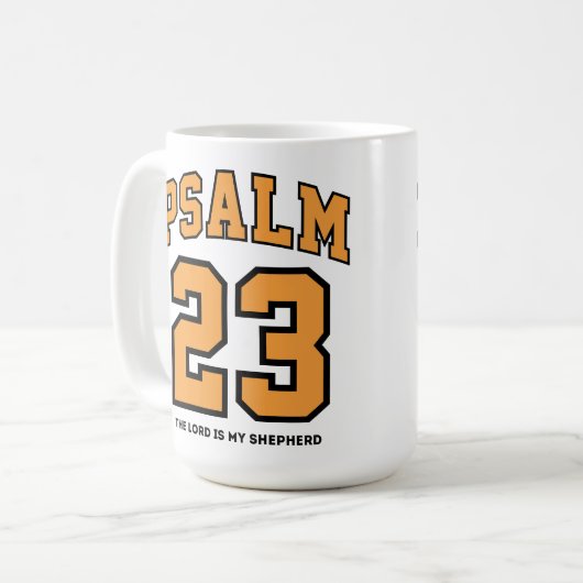 Psalm 23 Varsity Sports Gold Black Christlich Kaffeetasse (Vorderseite Links)