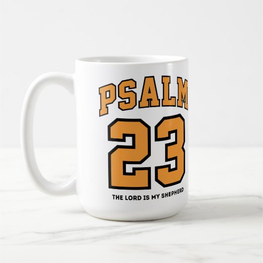 Psalm 23 Varsity Sports Gold Black Christlich Kaffeetasse (Links)