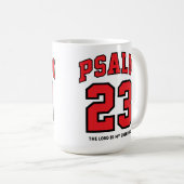 Psalm 23 Varsity Sports Red Black Christlich Kaffeetasse (VorderseiteRechts)