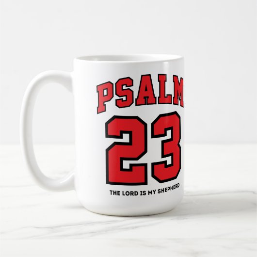 Psalm 23 Varsity Sports Red Black Christlich Kaffeetasse (Links)