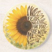 Psalm 23 Vers 4 in Sonnenblume Getränkeuntersetzer (Vorne)