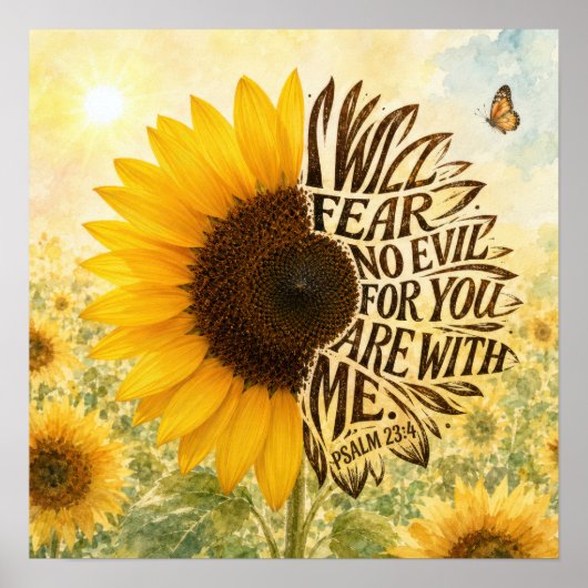 Psalm 23 Vers 4 in Sonnenblume Poster (Vorne)