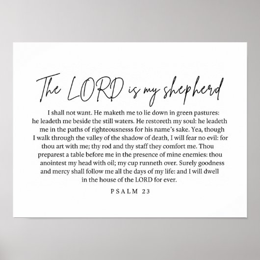 Psalm 23 Wall Art Printable Bible Verse Scripture Poster (Vorne)