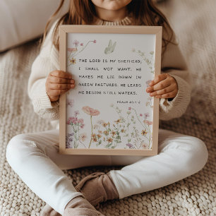Psalm 23 Wildblumen Bibelvers Kinderzimmer Poster