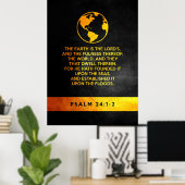 Psalm 24:1-2 Bibelverse Poster (Heimbüro)