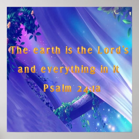 Psalm 24: 1a Bibelverse auf Christlichem Poster (Vorne)