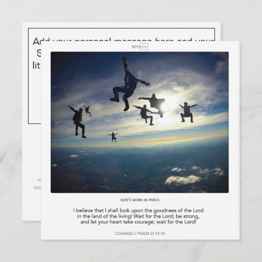 Psalm 27-13-14 COURAGE SCRIPIX-Karte Einladung (Vorne/Hinten)