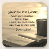 Psalm 27:14 Warten Sie auf den Herrn, Bibelverse Getränkeuntersetzer (Vorderseite)