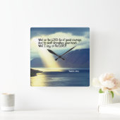 Psalm 27:14 Warten Sie auf den Sonnenuntergang der Quadratische Wanduhr (Zuhause)