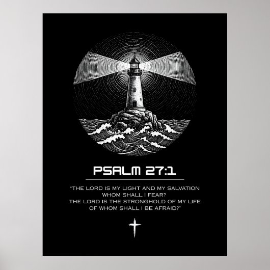 Psalm 27:1 Bibelvers | Leuchtturm Christlich Poster (Vorne)