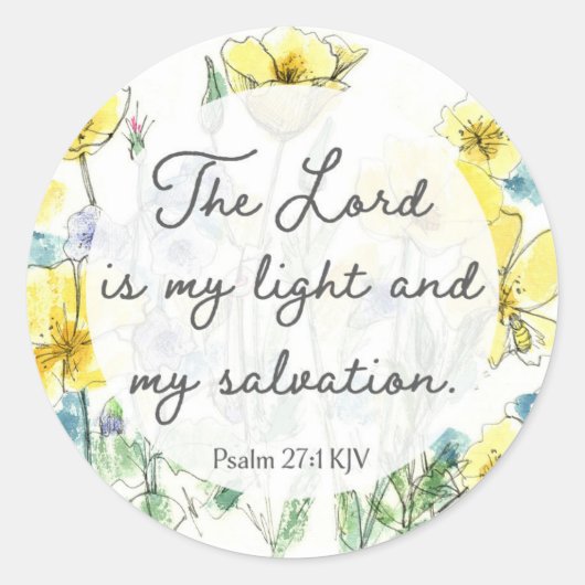 Psalm 27:1 Scripture Buttercups Light Salvation Runder Aufkleber (Vorderseite)