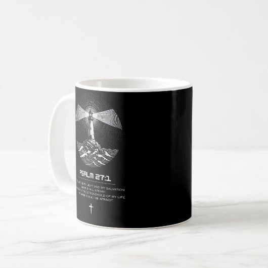 Psalm 27:1 Scripture Verse | Lighthouse Christian Kaffeetasse (Vorderseite Links)
