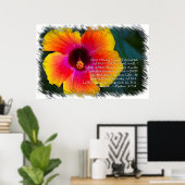 Psalm 27:4 Hibiskus auf Weiß Poster (Heimbüro)