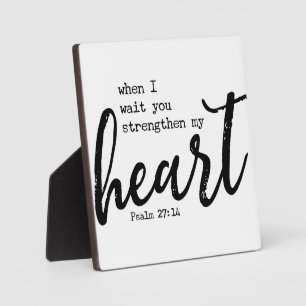 Psalm 27:4 Wait Bible Scripture Farmhouse Sign Fotoplatte