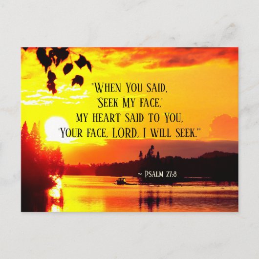 Psalm 27:8 Ihr Gesicht LORD Ich werde Bibel suchen Postkarte (Vorderseite)