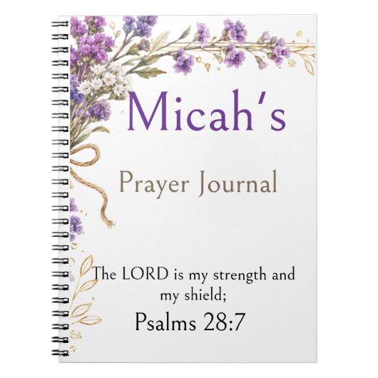 Psalm 28:7 Bibelvers, Lila Gebetsjournal,  Notizblock (Vorderseite)