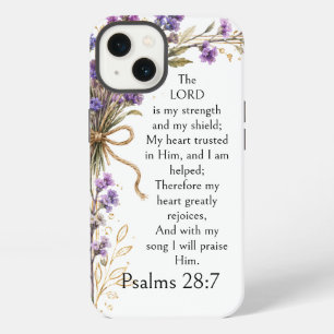Psalm 28:7 Bibelvers, lila Lavendel-Blumenkunst iPhone 13 Hülle