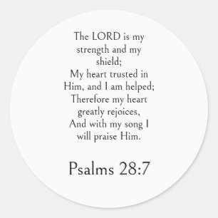 Psalm 28:7 Bibelvers, Stärke Schrift Modern Runder Aufkleber