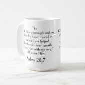 Psalm 28:7 Bibelvers, Stärkeschrift Modern  Kaffeetasse (Vorderseite Links)