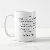 Psalm 28:7 Bibelvers, Stärkeschrift Modern  Kaffeetasse (Links)