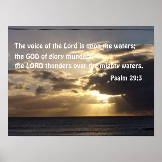 Psalm 29:3 Die Stimme des Herrn ist auf dem Wasser Poster (Vorne)