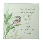 Psalm 31:25 Sie ist bekleidet mit einer Festigkeit Fliese (Vorderseite)