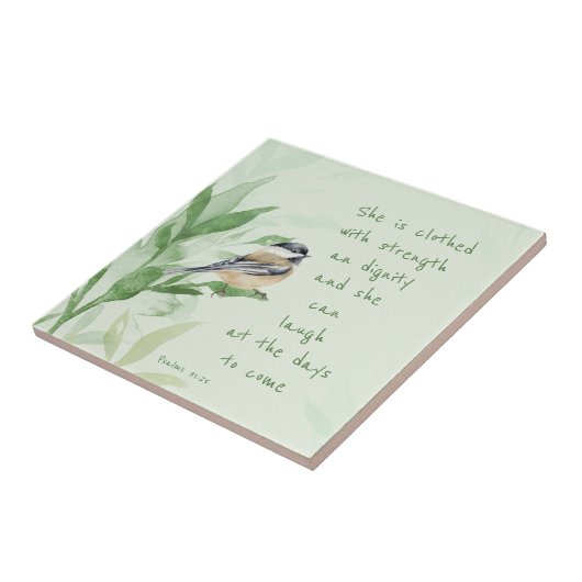 Psalm 31:25 Sie ist bekleidet mit einer Festigkeit Fliese (Seite)