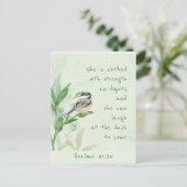 Psalm 31:25 Sie ist bekleidet mit einer Festigkeit Postkarte (Stehend Vorderseite)