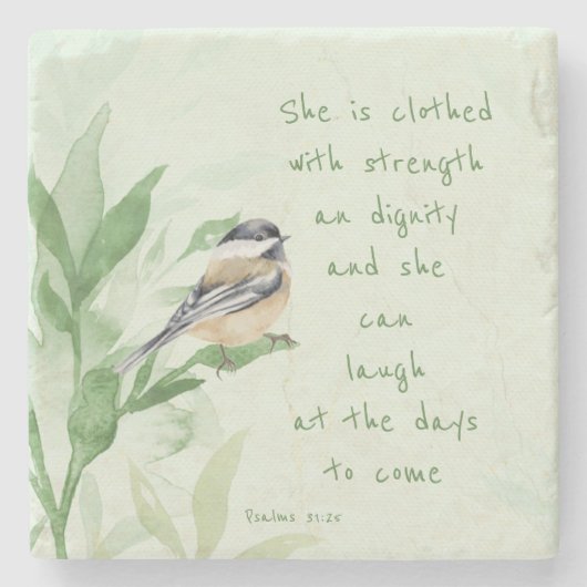 Psalm 31:25 Sie ist bekleidet mit einer Festigkeit Steinuntersetzer (Vorderseite)