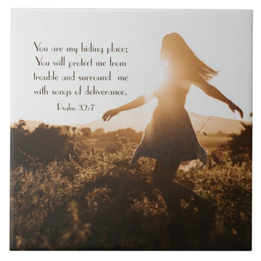 Psalm 32:7 Du bist mein Versteck Bibel Verse Fliese (Vorderseite)