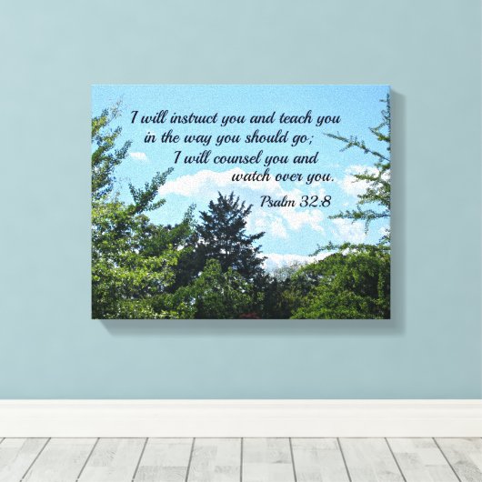 Psalm 32:8 Ich werde dich unterweisen und dir beib Leinwanddruck (Insitu (Holzboden))